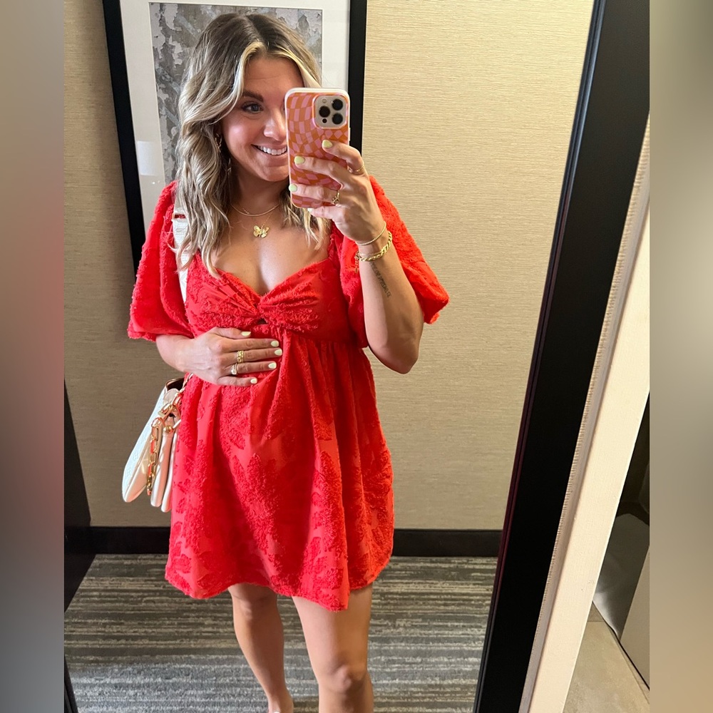 Red Puff Sleeve Dress